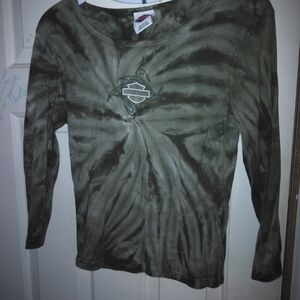Harley-Davidson Olive Tie-Dye Long Sleeve Shirt